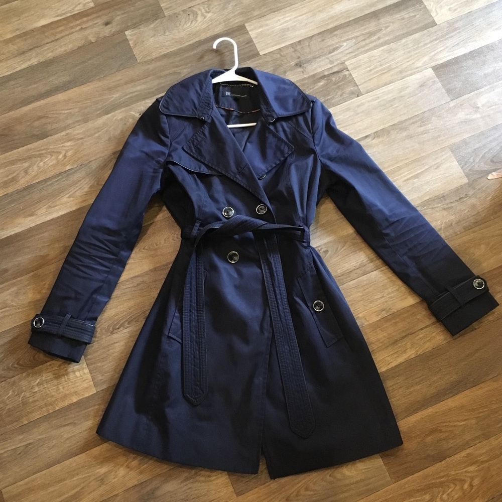 INC Navy Blue Trench Coat